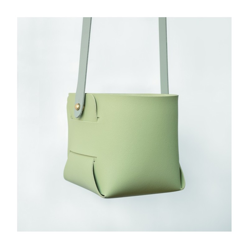 AM020GB Soft Vegan Leather Pot Green Beige
