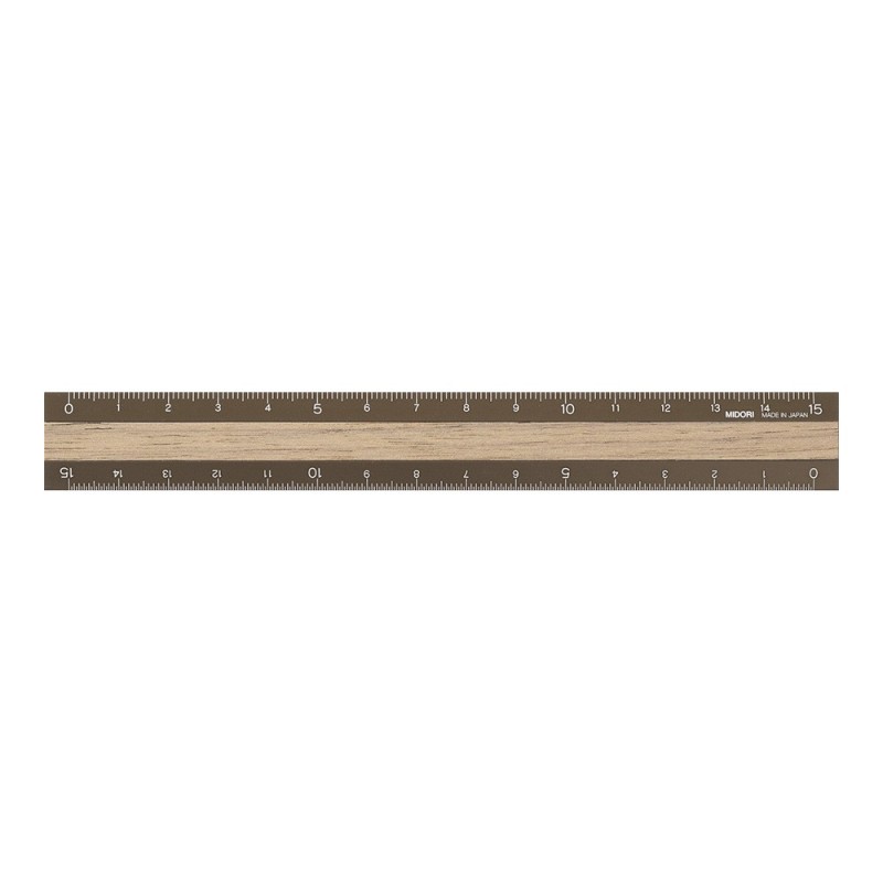 I107BRW Aluminium Ruler Brown with Wood