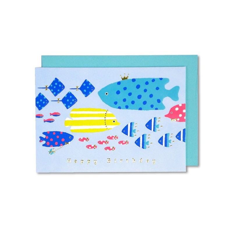 EAGB1902 Blue Birthday Card Fish