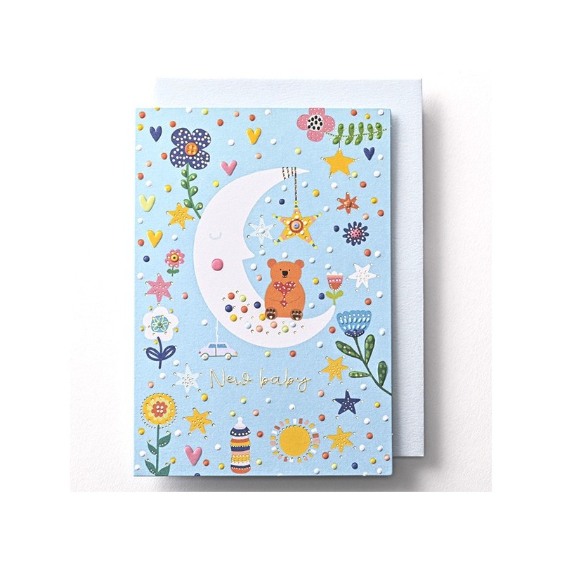 EAGC1104 Blue New Baby Card Moon