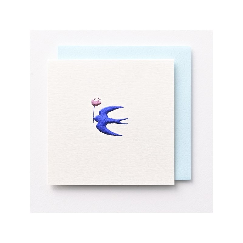 EAGN1778 White Mini Blank Card Bird