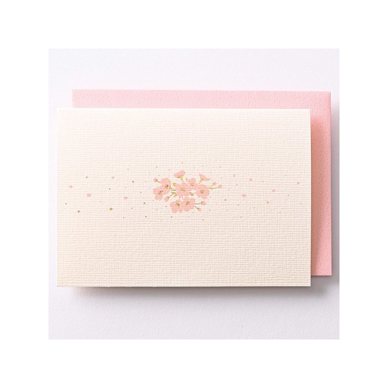 EAGN1923 White Blank Card Cherry Blossom
