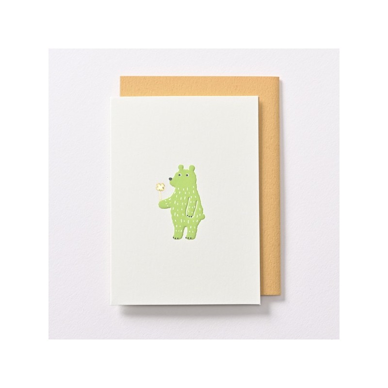 EAGN1918 Green Mini Blank Card Bear