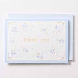 EAGT1325 Blue Silk Thank you Card Blossoms
