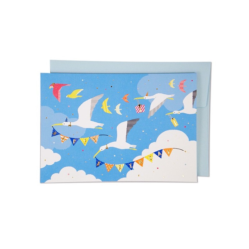 EAGB1921 Blue Birthday Card Birds