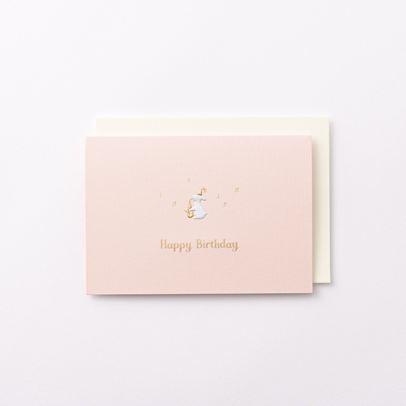 EAGB1996 Pink Birthday Card Rabbit