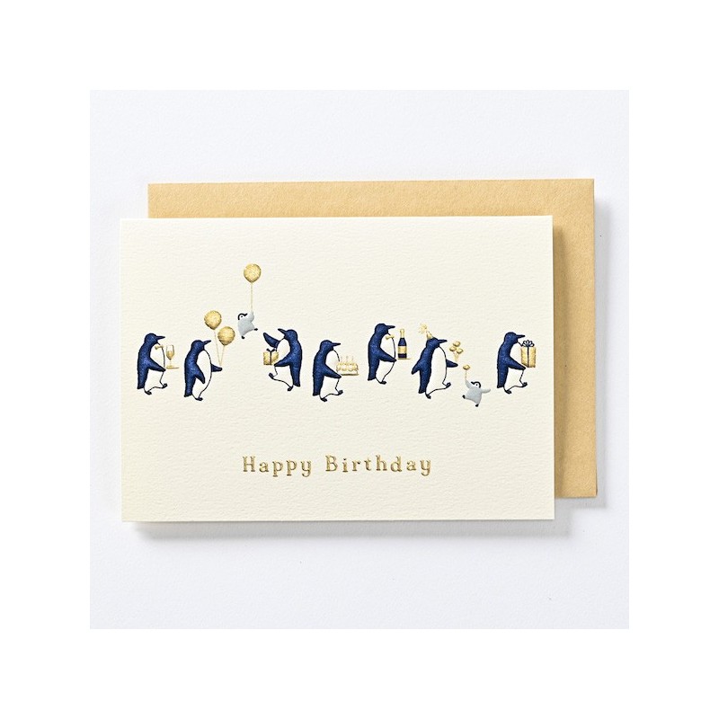 EAGB2025 Cream Birthday Card Penguins