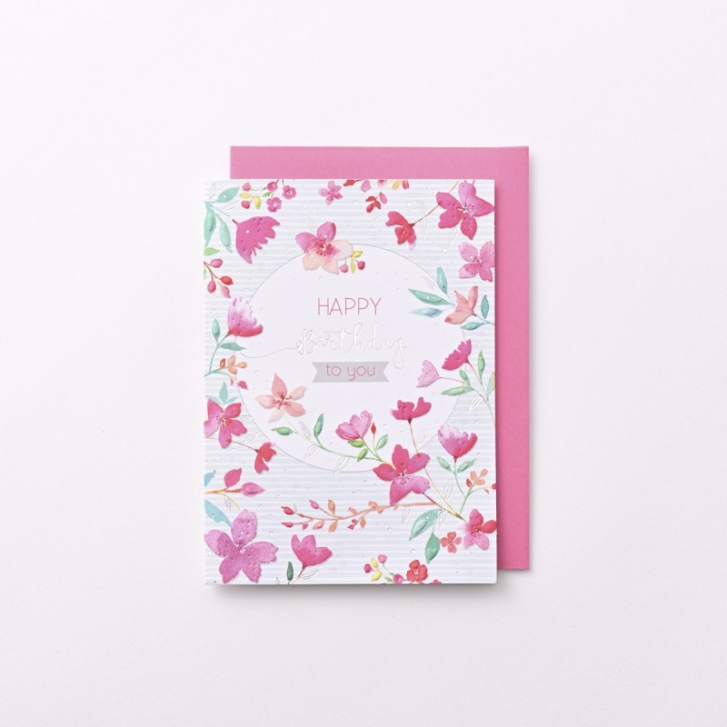 EAGB2059 Red Birthday Card Flowers