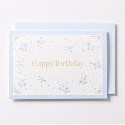 EAGB2104 Blue Silk Birthday Card Blossoms