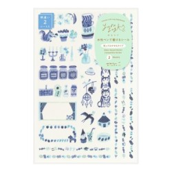 I275BN Yuru Log Sticker Sheets (2) Blue Nordic
