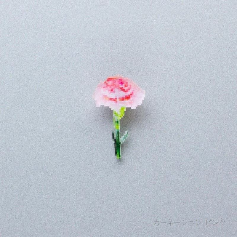 TU012PKC Pixel Flower Badge Pink Carnation