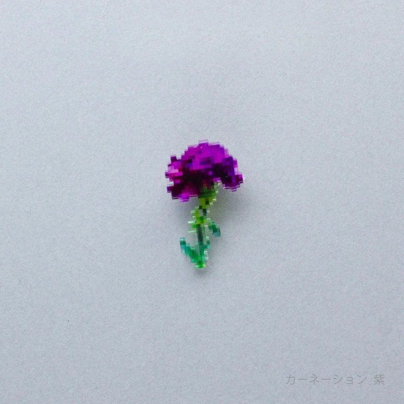 TU012PRC Pixel Flower Badge Purple Carnation