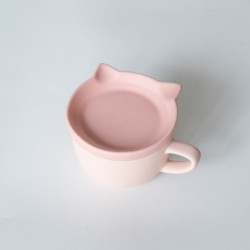 PO014PK Neko Cat Mug with Plate Pink