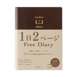 I298BR Hibino Free Diary A6 - Brown